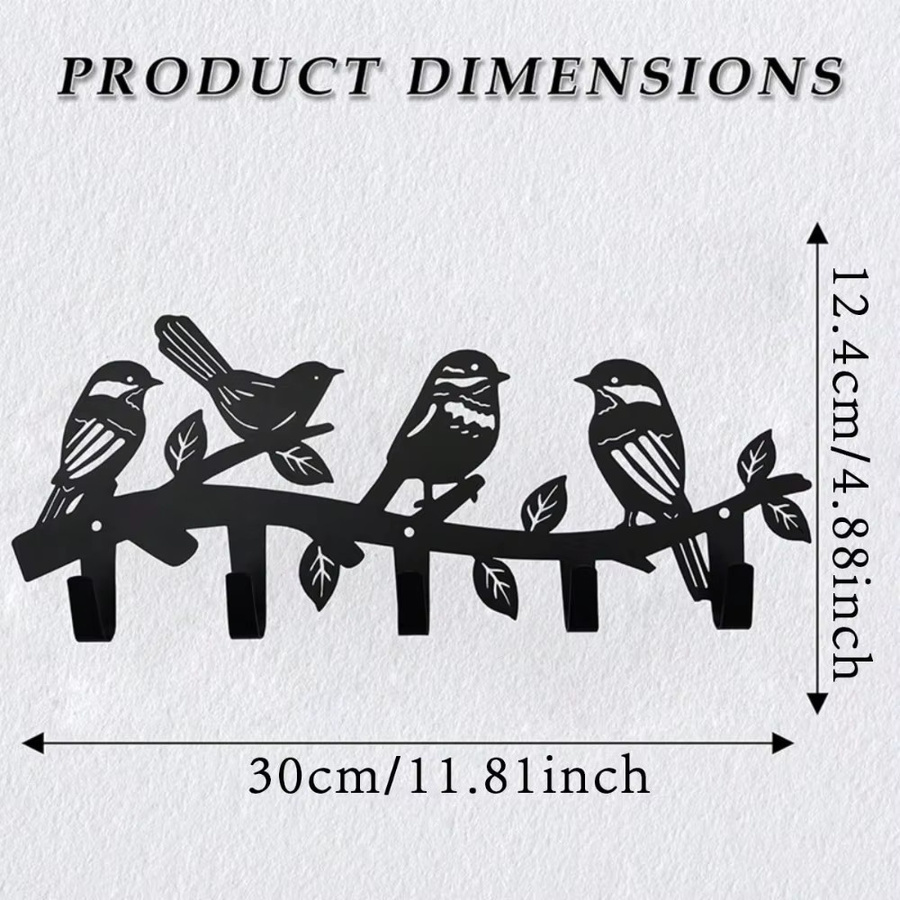 CIFBUY Wandhaken in Vogelform aus Metall in Schwarz als Tiermotiv-Mantel- und Schlüsselhalter für Flur und Büro - Bild 3