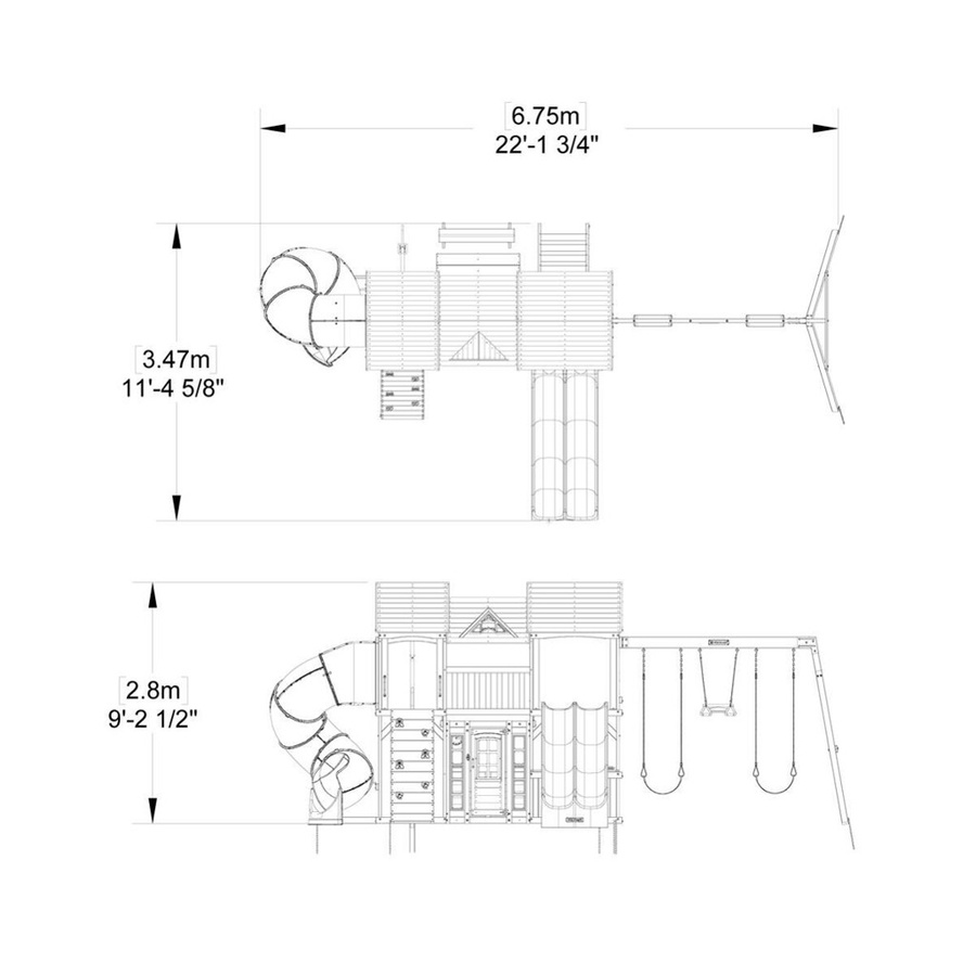 Zwerkules Spielturm Bolzo mit Rutsche und Schaukel in Natur, B/H/L: 675 x 280 x 347 cm - Bild 3