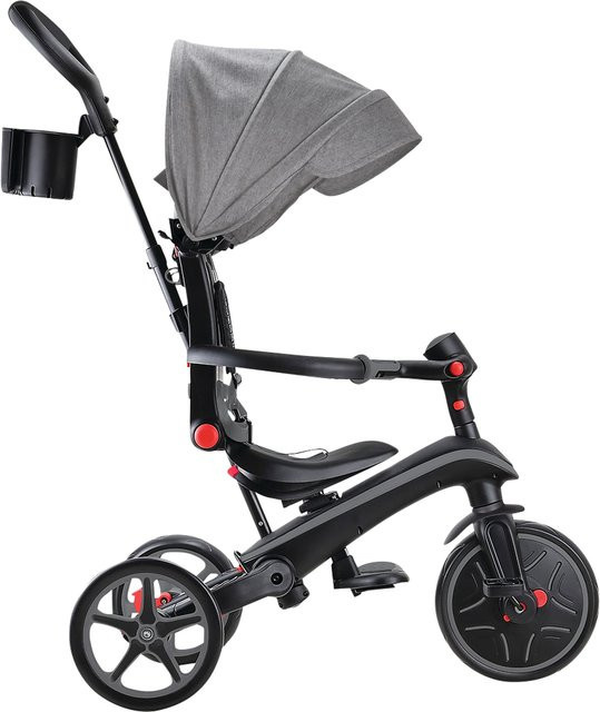 Globber Explorer Trike 4in1 Dreirad Laufrad Kinderwagen faltbar Grau - Bild 2