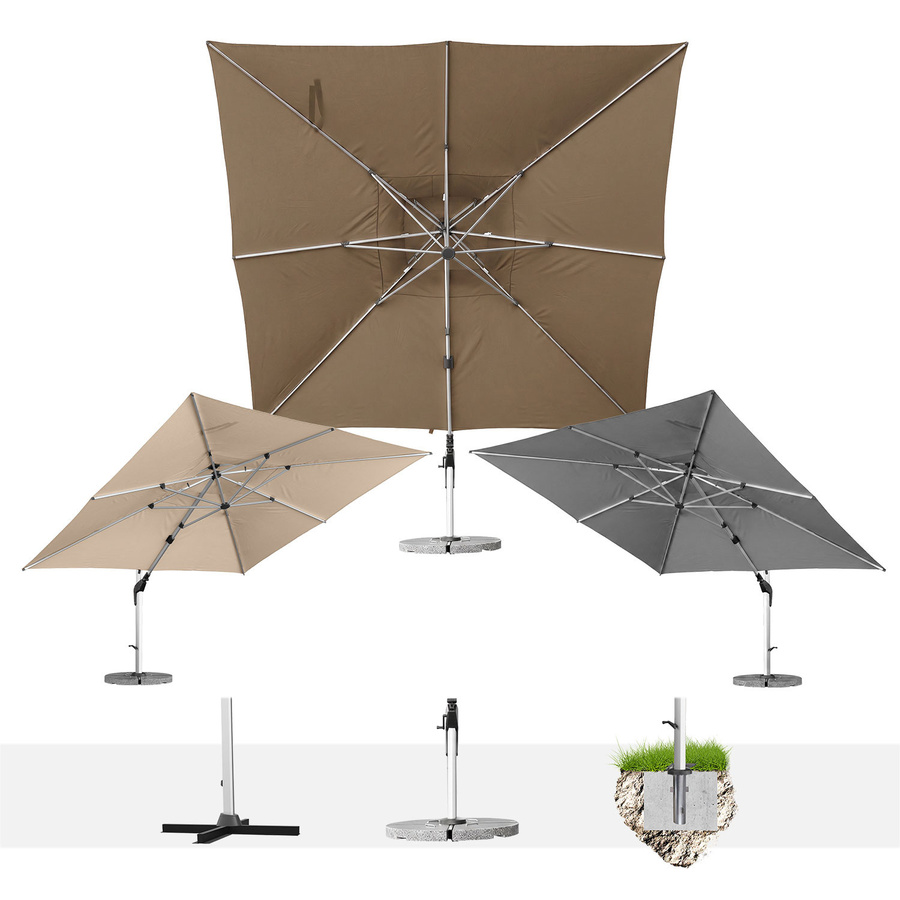 anndora ALU Ampelschirm beige/multicolour quadratisch mit Ständer, Material: Aluminium und Polyester, UPF 50 - Bild 1