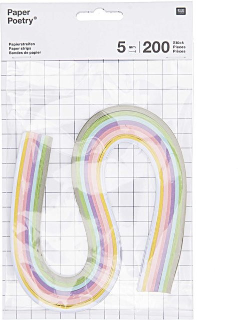 Rico Design Paper Poetry Quilling Papierstreifen in Pastellfarben, 200 Stück, Breite: 5 mm - Bild 1