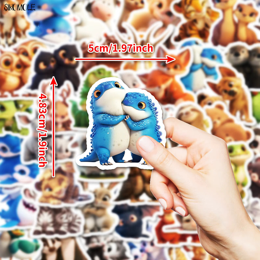 SIKOMOLE Kawaii Tier Aufkleber Set mit Löwe und Vogel in Multicolor für DIY Gepäck und Kühlschrank - Bild 2
