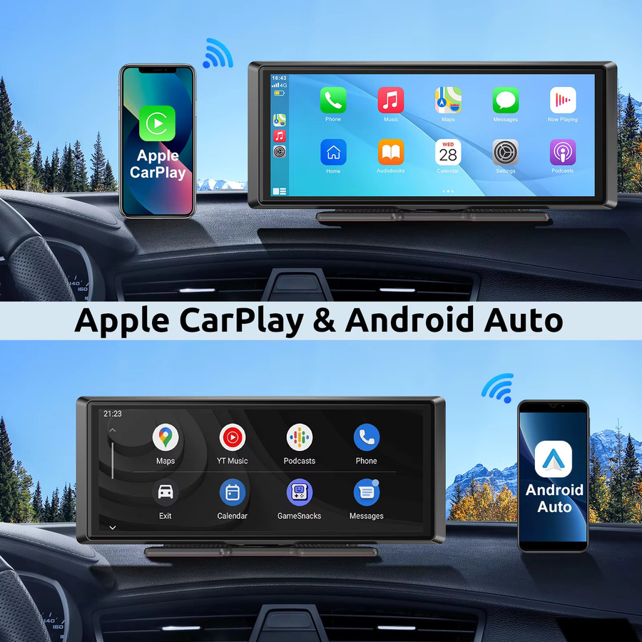 ESSGOO Universelles tragbares Auto-Stereo-Radio mit 8 Zoll HD IPS Touchscreen, GPS-Navigation, drahtlosem iOS CarPlay, Android Auto, WIFI Mirror Link und Bluetooth in Schwarz - Bild 3
