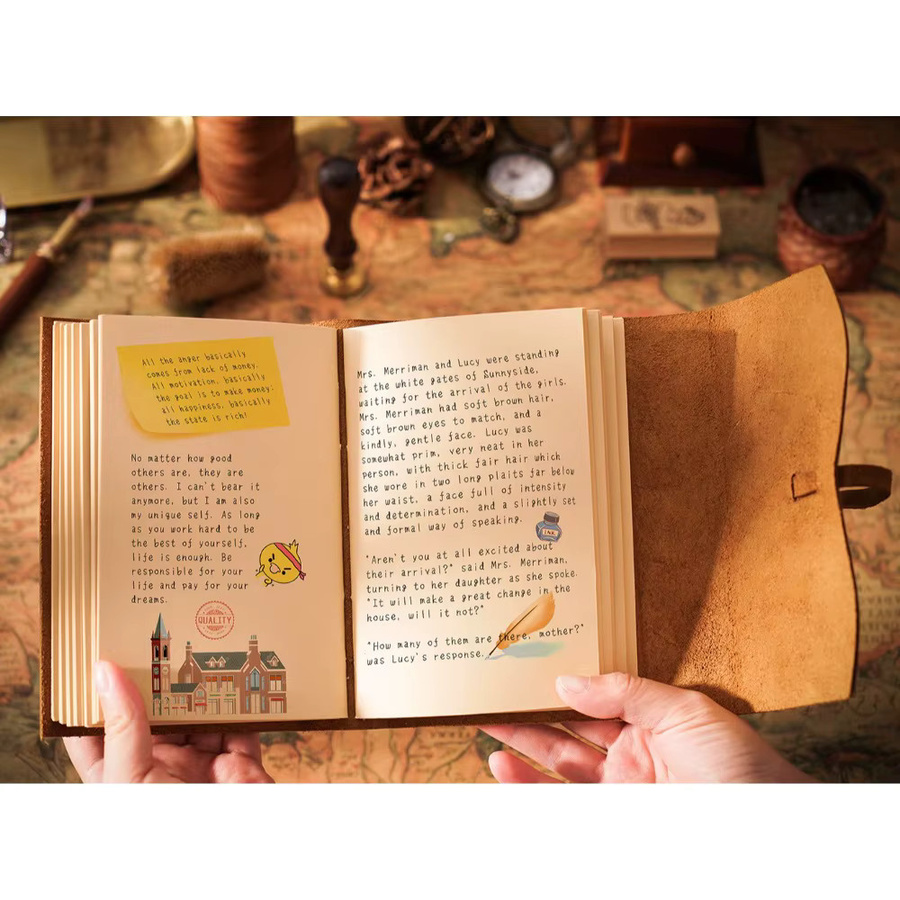 Handgefertigtes Retro-Reisetagebuch aus braunem Leder mit Hardcover und Papier für deine Notizen und Skizzen - Bild 6