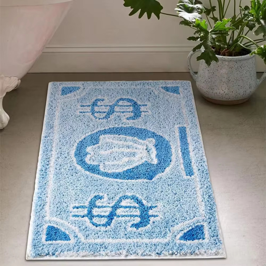 VIKAMA SpongeBob Krabby Dollar Teppich in Blau, weiche und rutschfeste Microfaser Bodenmatte für Schlafzimmer, Wohnzimmer und Kinderzimmer - Bild 1