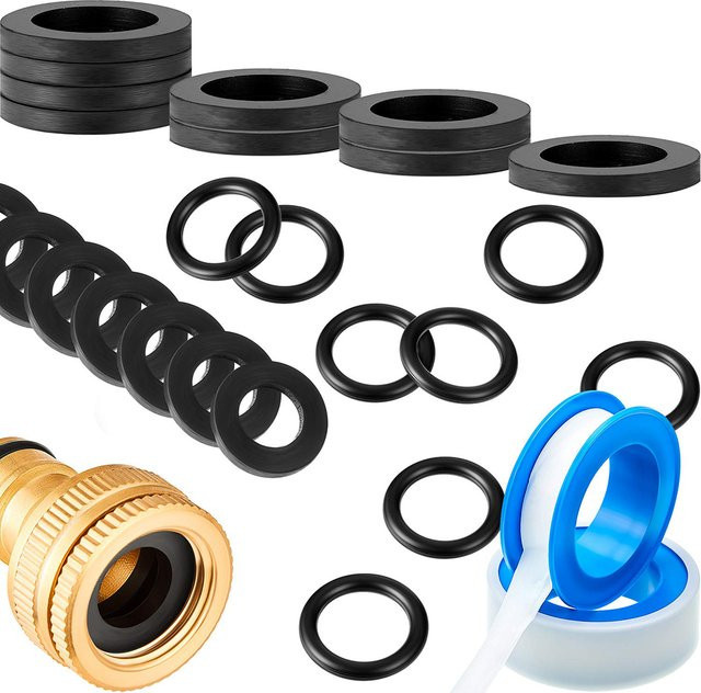 LEENKEA 24-teiliges Dichtungsring-Set aus Gummi und Kunststoff in Schwarz für Wasserhahn-Anschlüsse und Gartenbeschläge - Bild 1