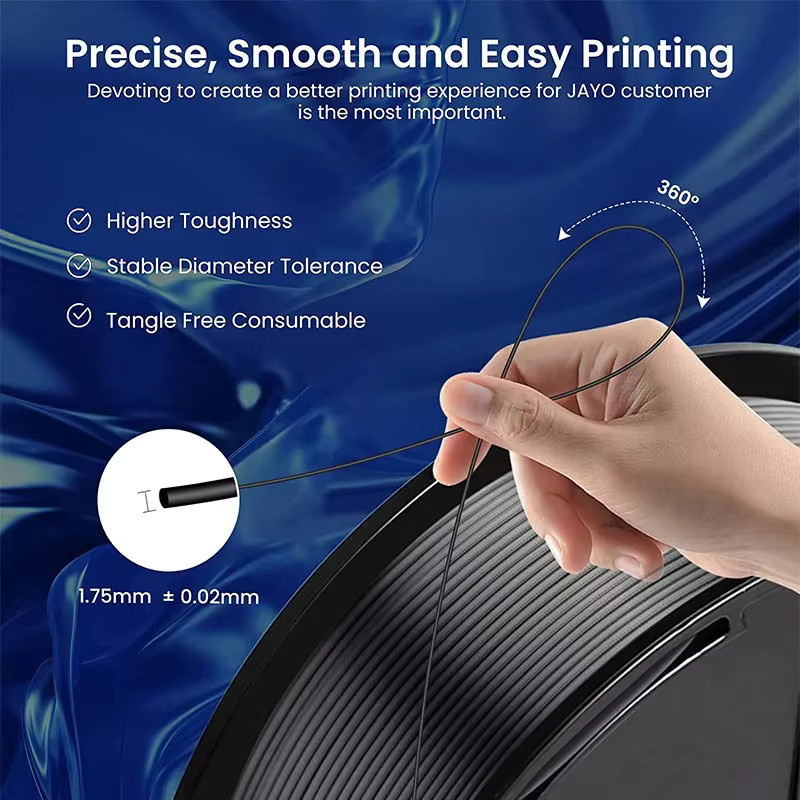 JAYO 3D-Drucker Filament 1,75mm Schwarz, 5kg Set für FDM Drucker (PETG, PLA, PLA Plus, PLA Matt, ABS) - Bild 2