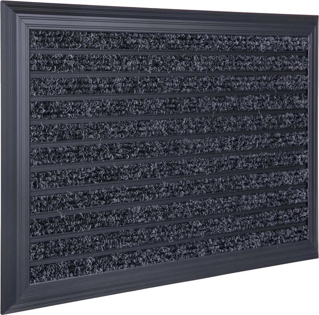 Relaxdays Fußmatte aus Aluminium in Schwarz, rutschfest und wetterfest, B/B: 50 x 80 cm - Bild 1