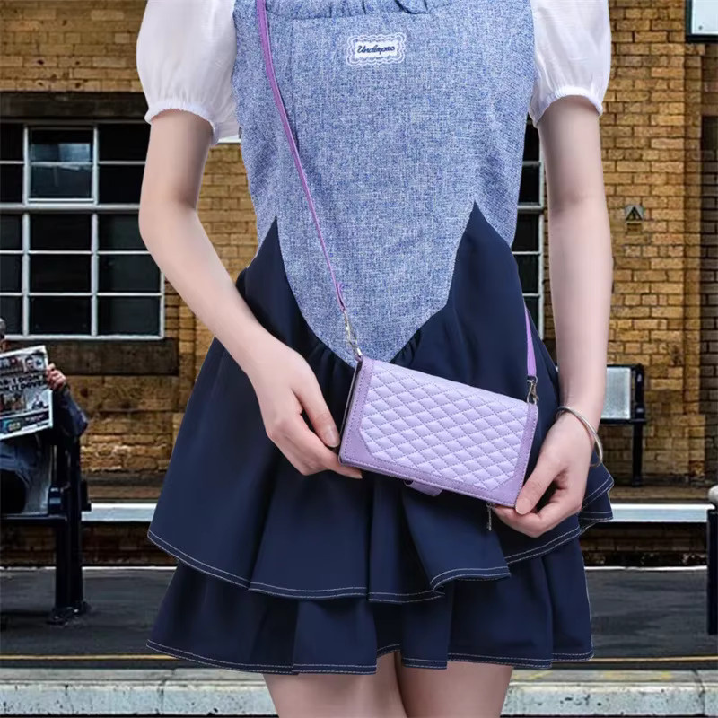 Crossbody Brieftasche mit Reißverschluss und Kartenhalter sowie Handyhülle aus Leder für Samsung Galaxy S24 Ultra S23 S22 Fe S21 Plus A53 A54 A34 in Rot und Lila - Bild 4