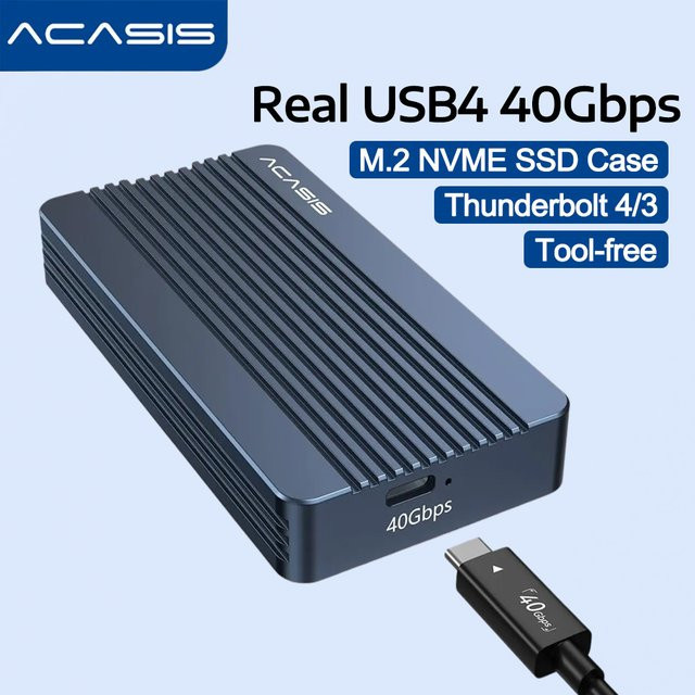 ACASIS M.2 NVMe SSD-Gehäuse aus Aluminium mit 40Gbps für Thunderbolt 4/3 und USB4, werkzeuglose Montage für 2280-2230 SSDs, kompatibel mit M1/M2 Pro/Max - Bild 1