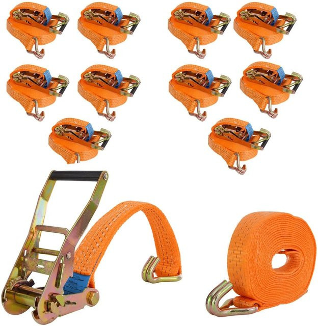 TrutzHolm 10er Set Spanngurte mit Ratsche, Orange, Länge: 6 m, Tragkraft: 3000 kg - Bild 1