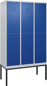 C+P Doppelstock-Spind Classic PLUS Gestell mit 3 Abteilen, Farbe Enzianblau, H x B x T: 212 x 120 x 50 cm - Bild 1