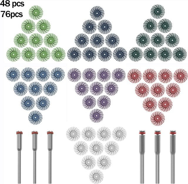 Dremel Radialborstenscheiben-Set mit 48 oder 76 Stück, 50 mm Durchmesser, Schmuckschleifscheiben für Drehwerkzeuge mit 3 mm oder 2,35 mm Schaft - Bild 1
