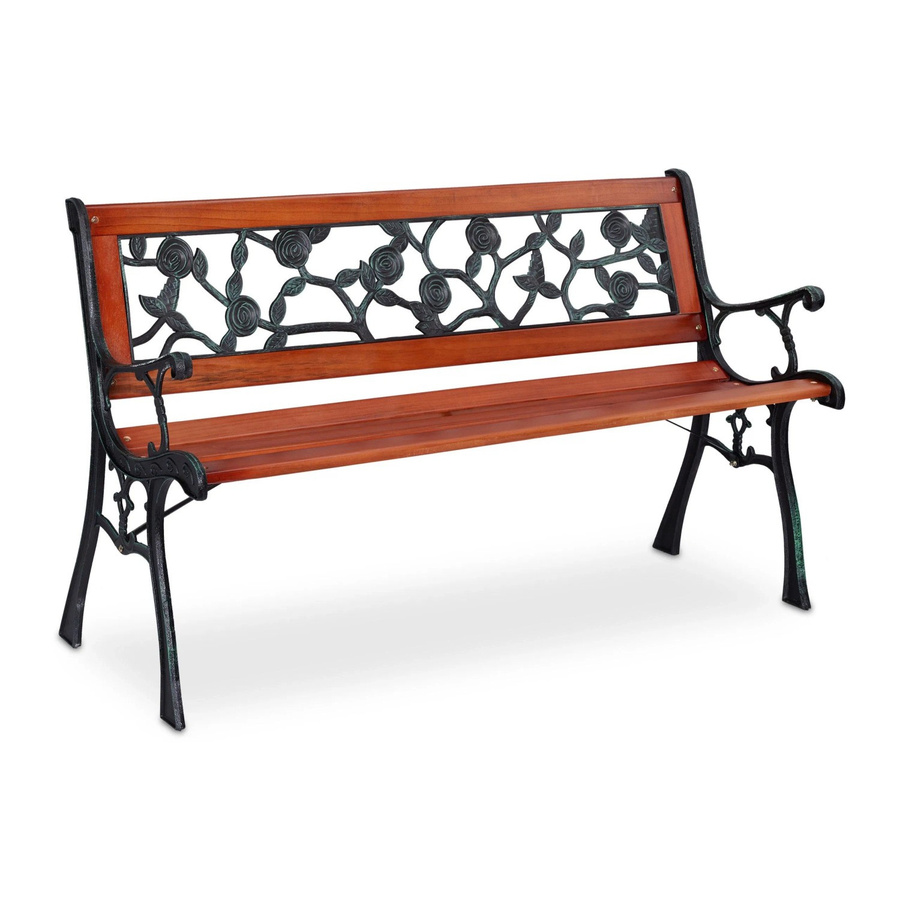 Relaxdays Gartenbank im Vintage-Design aus Gusseisen und Holz in Grün-Schwarz mit Armlehnen, B/T/H: 125 x 73 x 52,5 cm - Bild 2