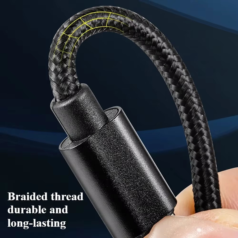 60 W USB-C auf USB-C Schnellladekabel aus geflochtenem Nylon in Schwarz oder Lila für iPhone 15, Samsung S24 und Xiaomi - Bild 2