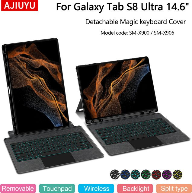Samsung TouchPad-Tastatur mit Hintergrundbeleuchtung für Galaxy Tab S8 Ultra 14,6 Zoll, abnehmbare Magische Tastaturabdeckung in Schwarz - Bild 1