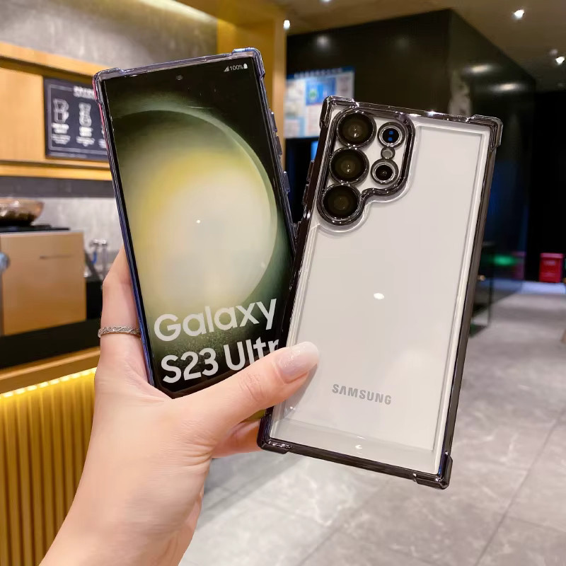 Samsung Schutzhülle mit TPU-Rand und Acryl-Ecken in Silver für S25 Ultra, S24 Ultra Plus, S23 und S22 - Bild 1