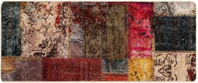 vidaXL Teppichläufer MARSA Patchwork Mehrfarbig aus Polyester und PVC, rutschfest und waschbar, B/T: 100 x 50 cm - Bild 1