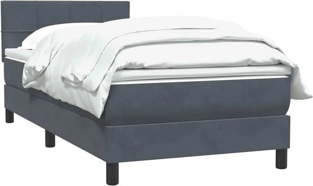 vidaXL Boxspringbett mit Matratze Dunkelgrau aus Samt B/T/H: 80 x 210 cm - Bild 1