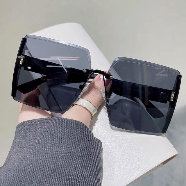 Fashion Square Sonnenbrille, Square, Kunststoff, randlos, Damen, schwarz - Bild 1