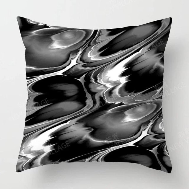 Moderner Kissenbezug mit abstraktem geometrischem Design in Grau und Schwarz - Bild 1