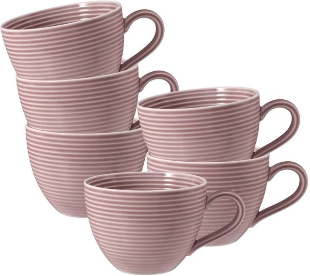 Seltmann Weiden Kaffeetassen Beat Color Glaze Pink aus Porzellan 6er Set 0,26 l pro Tasse - Bild 1