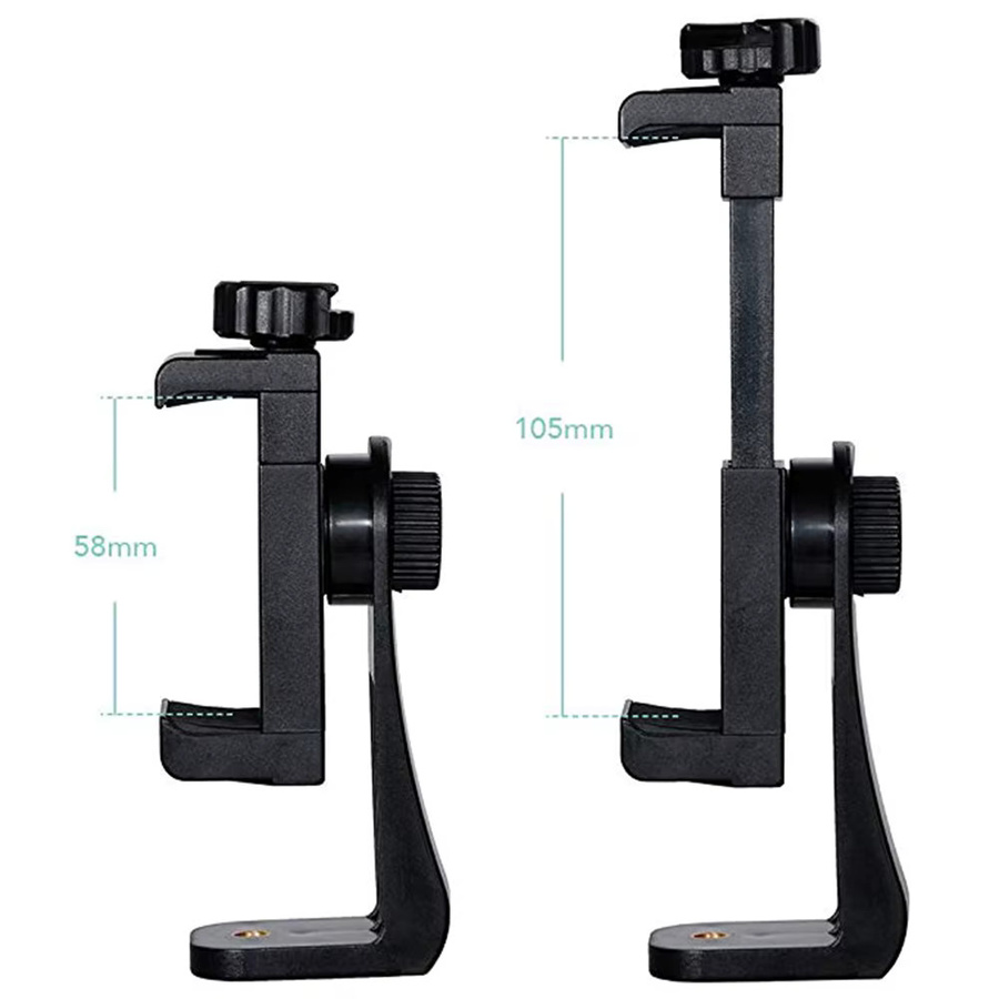 Verstellbare 360-Grad-Telefon-Clip-Halterung als Stativadapter und Selfie-Halter in Schwarz für iPhone, Samsung und Xiaomi - Bild 3