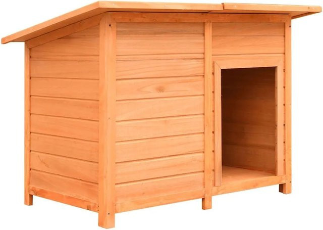 vidaXL Hundehütte aus Kiefernholz und Tannenholz, wetterfest, rustikal, B/T/H: 120 x 77 x 86 cm - Bild 1