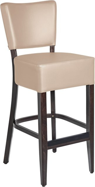 PULSIVA Barstuhl Prestige mit beige Sitzfläche aus Kunstleder und Gestell in Nussbaum, B/T/H: 45 x 56 x 110 cm - Bild 1