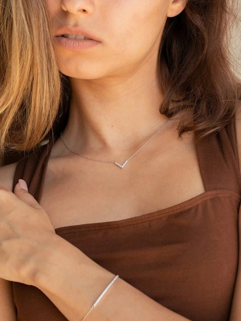 Lucky Star Jewelry Schlüsselbeinkette Edelstahl, 18K Vergoldet, Zirkonia, Damen, brown - Bild 1
