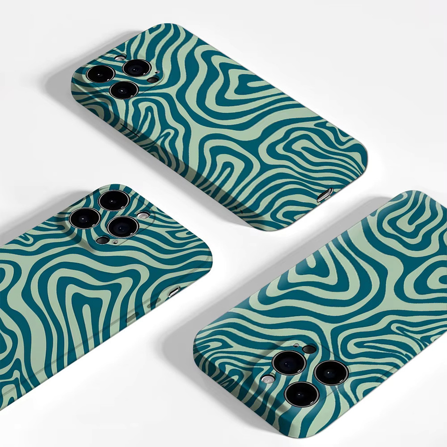 Teal Swirls Handyhülle für Apple iPhone (alle Modelle) in Petrol mit doppelschichtiger Rückseite - Bild 2