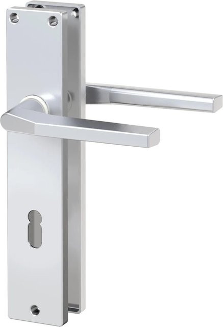 BASI Langschild-Garnitur ZB 4100 Eckig aus Aluminium in Silber mit Lochung Buntbart - Bild 1