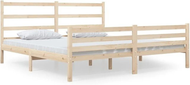 vidaXL Massivholzbett aus Kiefer in Braun mit rustikaler Optik B/T/H: 140 x 190 cm - Bild 1