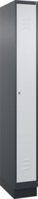 C+P Spind Classic PLUS Garderobenschrank mit Sockel, 1 Abteil, Zylinderschloss und 3 Garderobenhaken, Farbe: Anthrazitgrau/Lichtgrau/Schwarzgrau, H x B x T: 195 x 25 x 50 cm - Bild 1