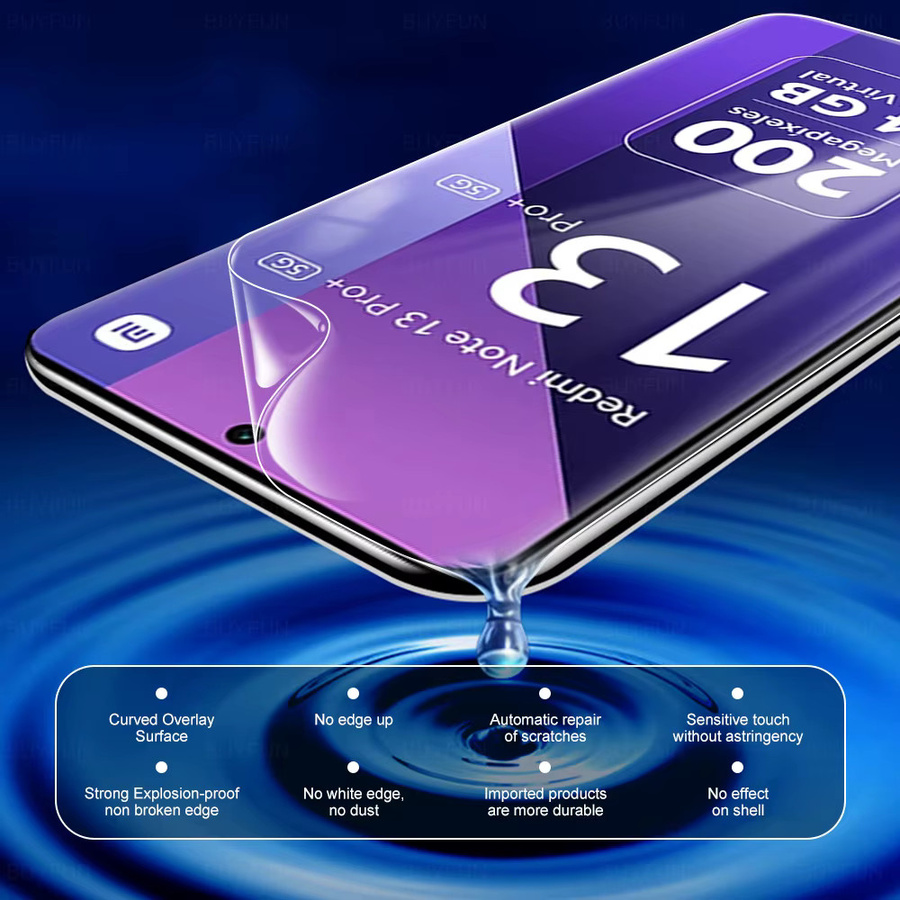 6in1 Hydrogel-Displayschutz und Linsenschutz für Xiaomi Redmi Note 13 14 15 Pro+ 5G, transparent - Bild 4
