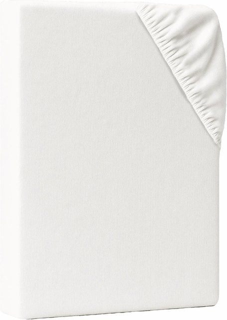 AM Qualitätsmatratzen Premium Jersey Spannbettlaken aus Baumwolle in Weiß, B/T: 90 x 220 cm - Bild 1