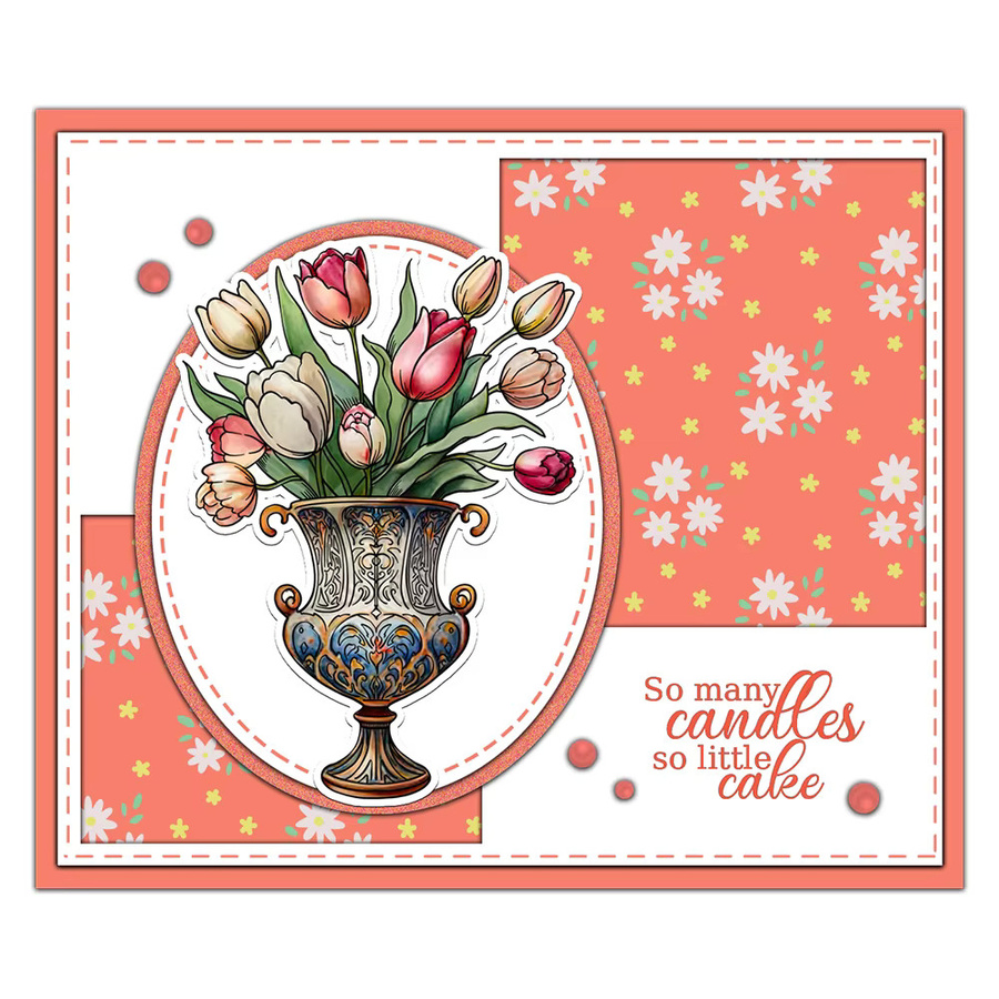 Mango craft Vintage Vase Motiv-Set mit Metall-Stanzen und transparentem Silikonstempel für DIY Scrapbooking und Kartenbasteln - Bild 2