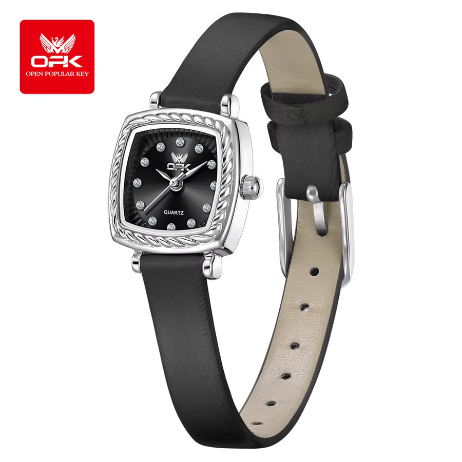 OPK Armbanduhr Quarz, Leder, Schwarz, Silber, Damen - Bild 2