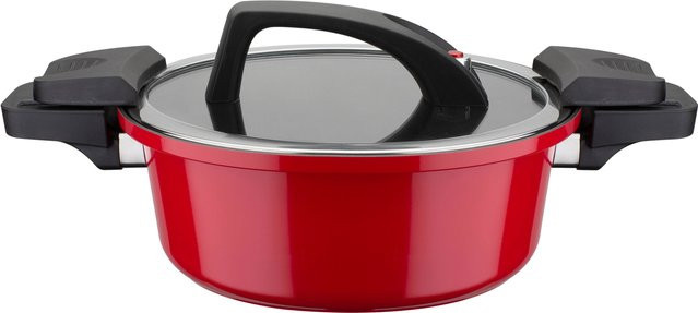 GSW Energiespartopf mit Glasdeckel in Rot, Durchmesser: 24 cm, Volumen: 4 l - Bild 1