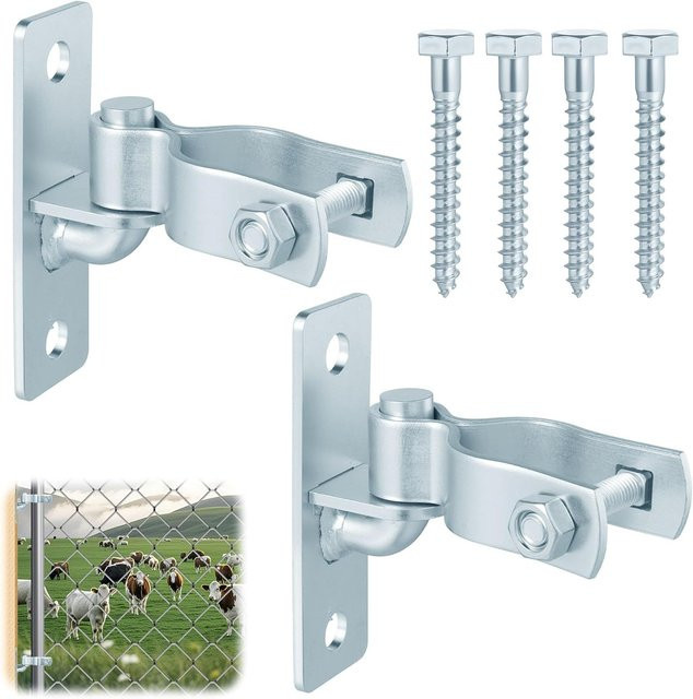 2er-Pack Wandmontage-Torscharniere aus Metall in Silber für Außentore und Zaunrahmen, 1–3/8 Zoll - Bild 1