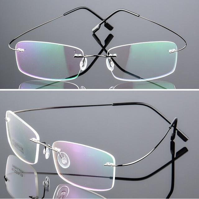 Unisex Korrektionsbrille, randlos, rechteckig, Metall, grau - Bild 1