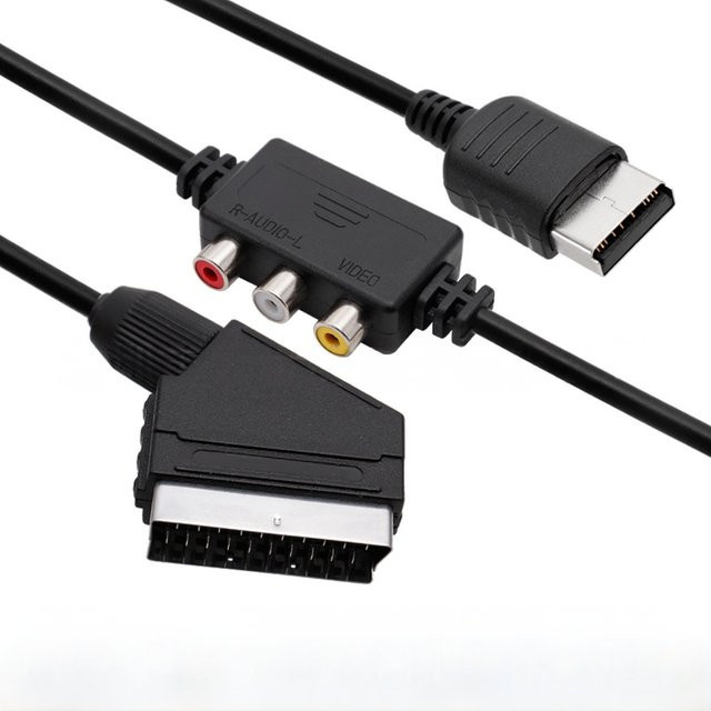 OULLX Scart Kabel Splitter für Sega DC128 zur AV Konvertierung mit RCA Audio Video Anschluss in Schwarz - Bild 1