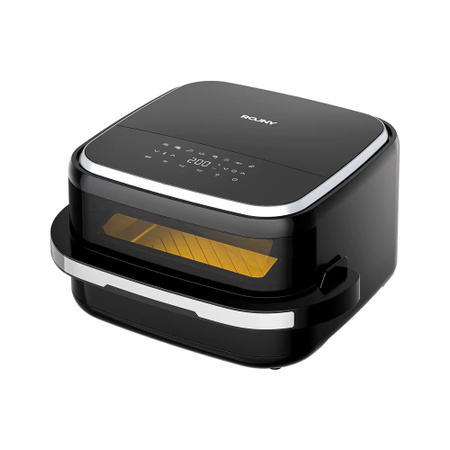 Rouny Heißluftfritteuse 11-in-1 mit Doppelheizung und Sichtfenster, 2200W, 4,2L XL Kapazität, Schwarz
