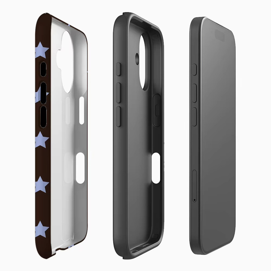 Potdemiel Handyhülle mit dunkelbraunem Design und hellblauen Sternen für iPhone 17 16 15 14 Pro Max Plus mit doppelschichtiger Rückseite - Bild 2