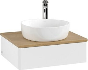 V&B Waschtischunterschrank Antao mit Beleuchtung, Eiche honig und Weiß lackiert, B/T/H: 60 x 50 x 19 cm - Bild 1