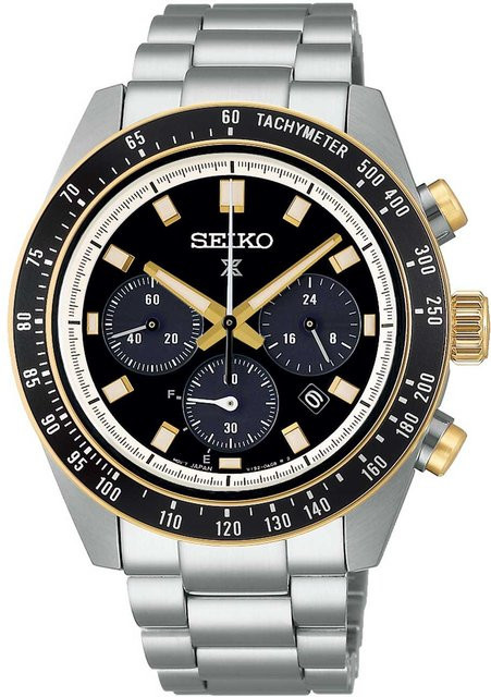 Seiko Chronograph, Solar, Edelstahl, Schwarz, 41 mm, Herren - Bild 1