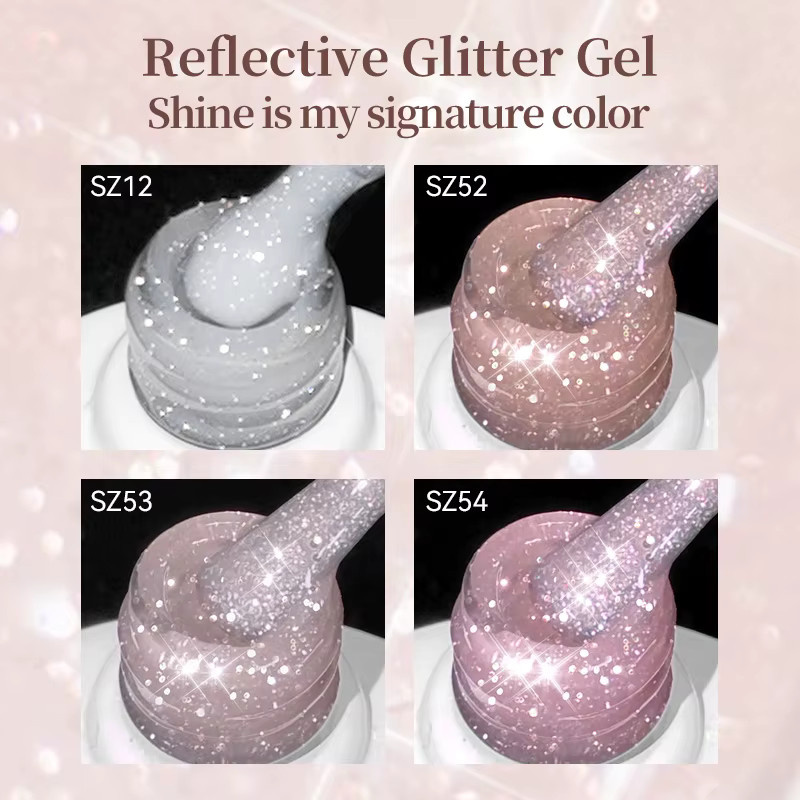 BORN PRETTY Glitter Gel Nagellack, Rosa Weiß, 10 ml - Bild 2