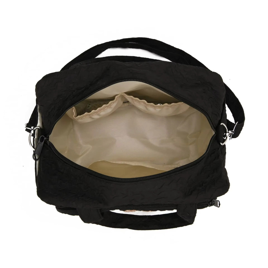 DANIVIVI Baby-Wickeltasche aus Baumwolle in Schwarz, multifunktionaler Baby-Organizer und Windel-Caddy als Umhängetasche für Damen - Bild 2