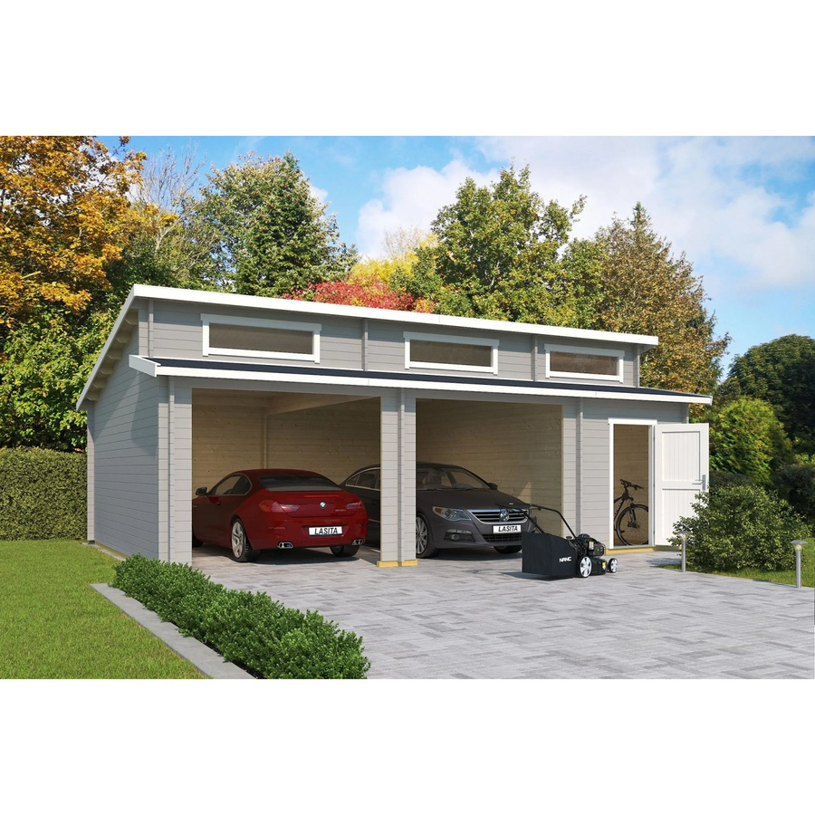 Blockgarage Lasita Maja Hawaii in Grau ohne Tore mit Außenmaß B: 820 cm, T: 579,6 cm - Bild 5