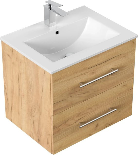 Posseik Badmöbel Homeline Eiche Gold in Holzoptik mit Keramik - Bild 1